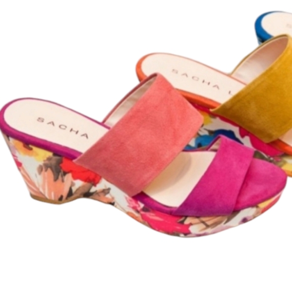 🌸🧡Sacha London Kali floral wedge size 7.5 - Picture 2 of 11